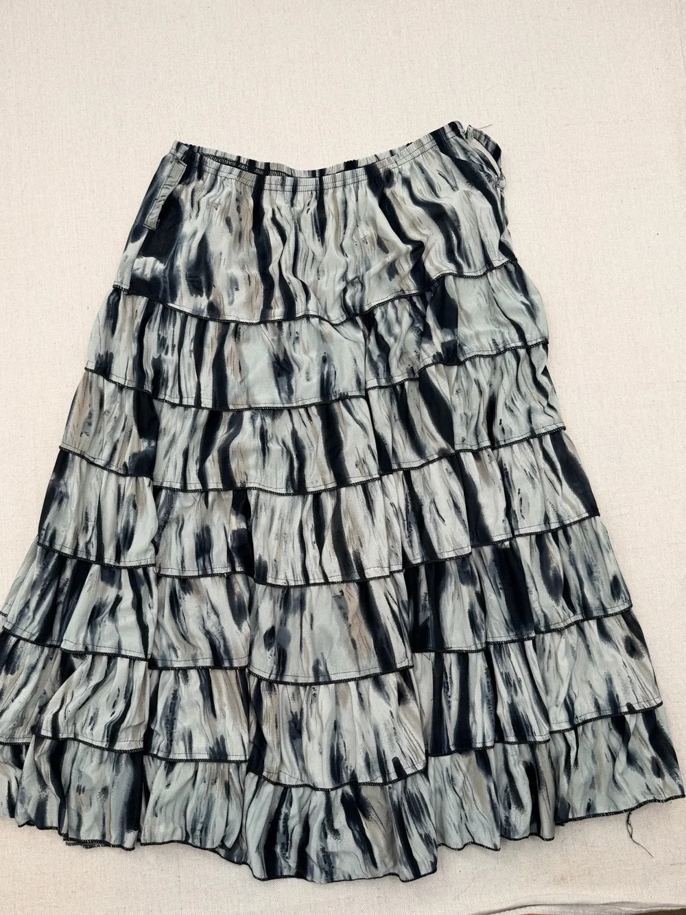 Metro Wear Black and White Tiered Maxi Skirt